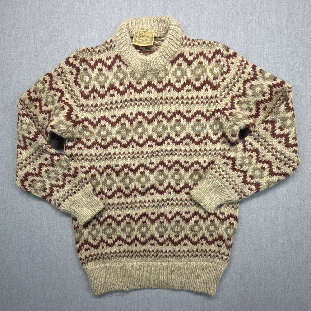 GAELTARRA County Mayo‎ Handloomed Irish 100% Wool Sweater Mens 40 Shrink To 36